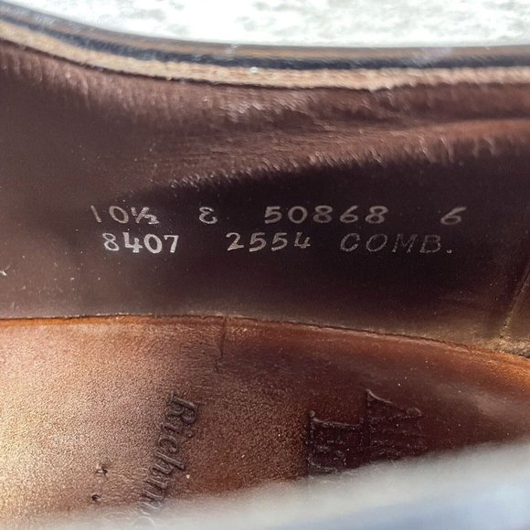 ALLEN EDMONDS Richmond Shoes Black Leather Dress Wingtip Derbys Men’s Size 10.5 - Picture 9 of 10